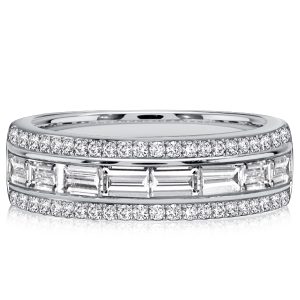 anniversary band - Italo Channel Set Emerald Cut Half Eternity Wedding Band, Italo jewelry - Online Catalog