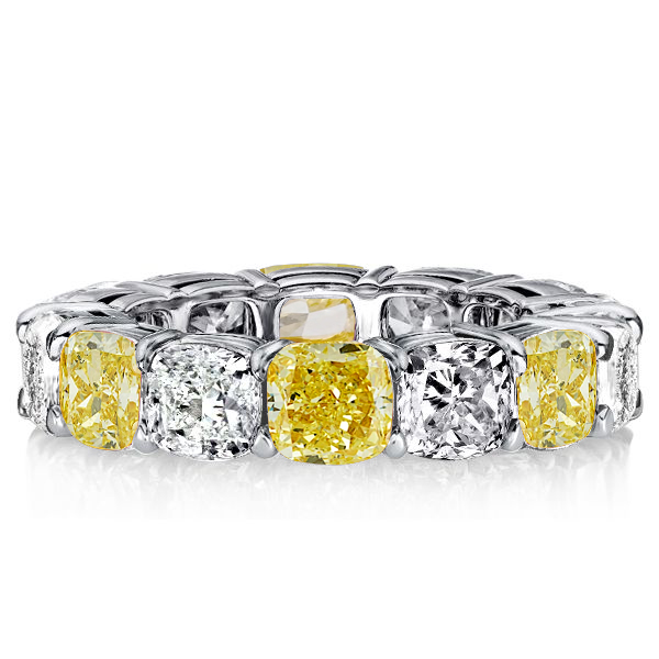 eternity band - Italo White & Yellow Topaz Cushion Cut Eternity Wedding Band, Italo jewelry - Online Catalog