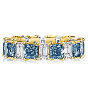 Eternity band - Italo Princess Cut White & Blue Topaz Eternity Wedding Band, Italo jewelry - Online Catalog