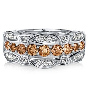 anniversary band - Italo Champagne Sapphire Half Eternity Multi Row Band, Italo jewelry - Online Catalog