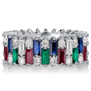 eternity band - Italo Baguette Cut Multi Color Eternity Band Anniversary Rings, Italo jewelry - Online Catalog