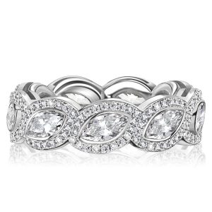 eternity band - Italo Halo Marquise Cut Eternity Wedding Band For Women, Italo jewelry - Online Catalog