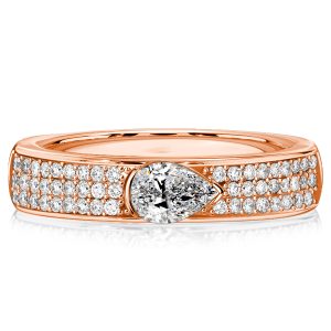 Anniversary band - Italo Micro Pave East-West Pear Shaped Half Eternity Band, Italo jewelry - Online Catalog
