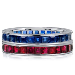 eternity band - Italo Asscher Cut Blue Sapphire Ruby Eternity Band Vintage, Italo jewelry - Online Catalog