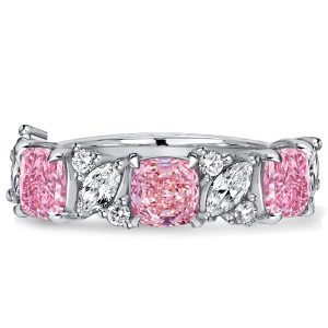 anniversary band - Italo Cushion & Marquise Cut Pink Stone Half Eternity Band, Italo jewelry - Online Catalog