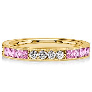 eternity band - Italo Princess Cut Pink Gold Ring Hlaf Eternity Band For Women, Italo jewelry - Online Catalog