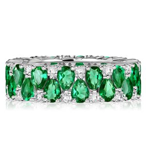 eternity band - Italo Emerald Sapphrie Pear Shaped Eternity Wedding Band, Italo jewelry - Online Catalog