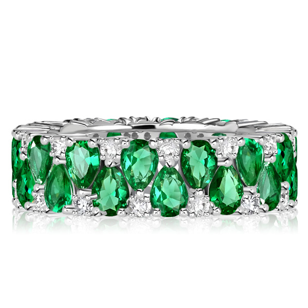 eternity band - Italo Emerald Sapphrie Pear Shaped Eternity Wedding Band, Italo jewelry - Online Catalog