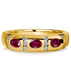 anniversary band - Italo Golden Flush Setting Oval Cut Ruby Band Ring, Italo jewelry - Online Catalog