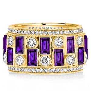 eternity band - Italo Golden Baguette Cut Amethyst Vintage Wedding Band, Italo jewelry - Online Catalog