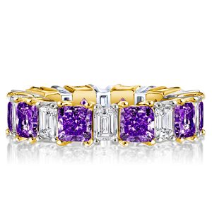 eternity band - Italo Two Tone Princess Cut Amethyst Eternity Wedding Band, Italo jewelry - Online Catalog