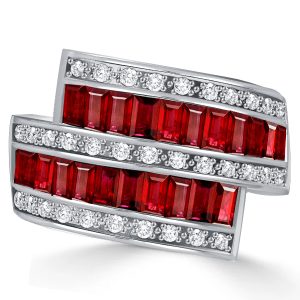 Anniversary band - Italo Baguette Cut Garnet Bypass Ring Vintage Wedding Band, Italo jewelry - Online Catalog