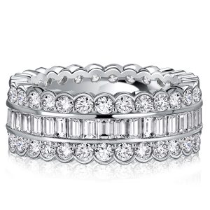 eternity band - Italo Channel-set Round Cut Baguette Eternity Multi Row Band, Italo jewelry - Online Catalog