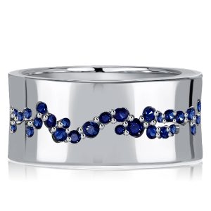 eternity band - Italo Flush Setting Blue Sapphire Wide Eternity Wedding Band, Italo jewelry - Online Catalog