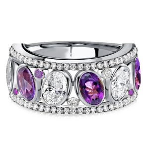 anniversary band - Italo Oval Cut Amethyst Wedding Band Anniversary Rings, Italo jewelry - Online Catalog