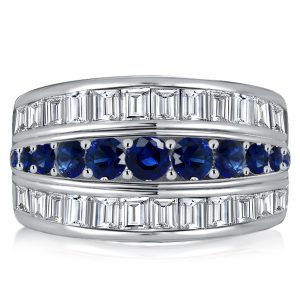anniversary band - Italo Triple Row Blue Sapphire Wedding Band Anniversary Rings, Italo jewelry - Online Catalog