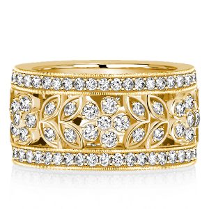 anniversary band - Italo Golden Floral Filigree Eternity Band Vintage Wedding Band For Women, Italo jewelry - Online Catalog