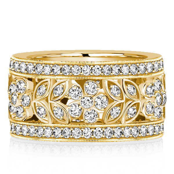 anniversary band - Italo Golden Floral Filigree Eternity Band Vintage Wedding Band For Women, Italo jewelry - Online Catalog