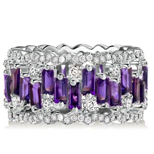 eternity band - Italo Baguette Cut Amethyst Multi Row Eternity Band Anniversary, Italo jewelry - Online Catalog