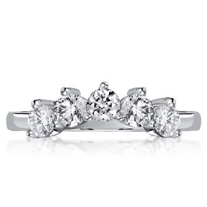 Classic band - Italo Five Stone Half Eternity Wedding Band Chevron Ring, Italo jewelry - Online Catalog