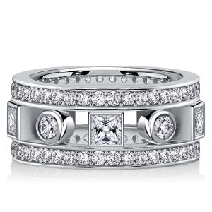 eternity band - Italo Art Deco White Sapphire Vintage Wedding Band, Italo jewelry - Online Catalog