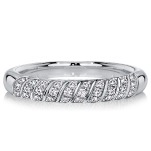 classic band - Italo Swirl White Sapphire Half Eternity Wedding Band, Italo jewelry - Online Catalog
