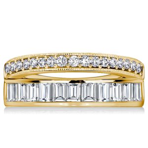 multi row band - Italo Multi Row Round & Emerald Cut Half Eternity Wedding Band, Italo jewelry - Online Catalog