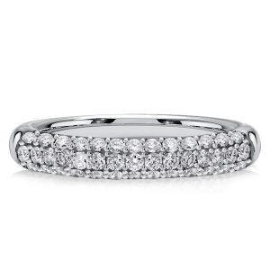 Classic band - Italo Micro Pave Triple Row Half Eternity Wedding Band, Italo jewelry - Online Catalog