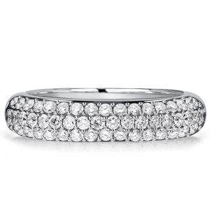 Multi row band - Italo Micro Pave White Sapphrie Half Eternity Wedding Band, Italo jewelry - Online Catalog