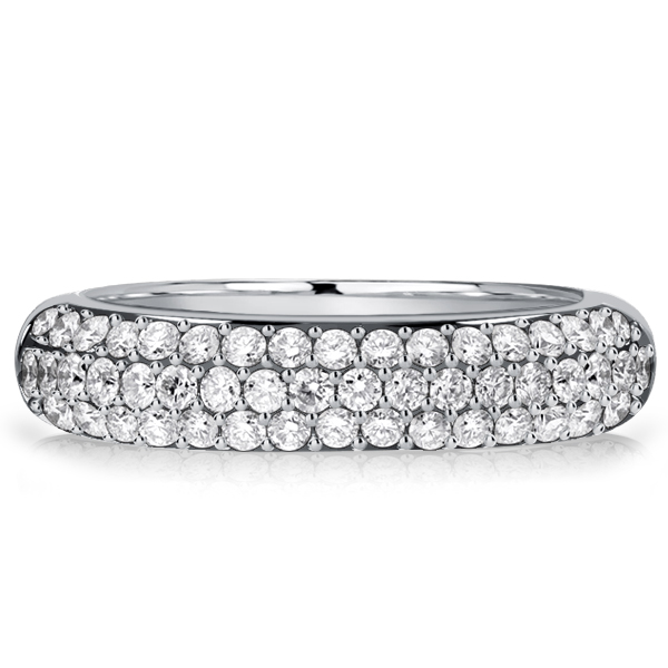 Multi row band - Italo Micro Pave White Sapphrie Half Eternity Wedding Band, Italo jewelry - Online Catalog