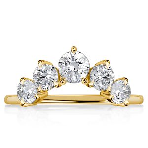 classic band - Italo Golden Five Stone Round Cut Chevron Wedding Band, Italo jewelry - Online Catalog