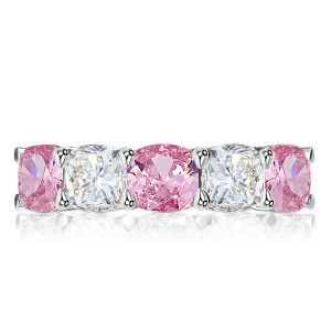 classic band - Italo Cushion Cut Pink Stone Half Eternity Wedding Band, Italo jewelry - Online Catalog