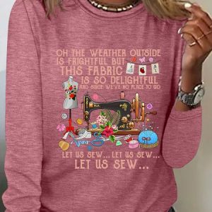 Oh The Weather Outside Is Frightful But This Fabric Is So Delightful And Since We've No Place To Go Casual Long Sleeve Shirt, Long sleeves, Lilicloth.com