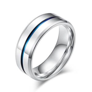 rings - Italo Blue Groove Design Titanium Steel Men's Wedding Band, Italo jewelry - Online Catalog