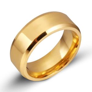 rings - Classic Glaze Yellow Gold Titanium Steel Men's Wedding Band, Italo jewelry - Online Catalog