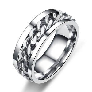 rings - Classic Chain Design Tungsten Steel Men's Wedding Band, Italo jewelry - Online Catalog