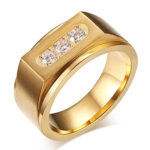 rings - Three Stone Titanium Steel Men's Wedding Band (0.30CT. TW.), Italo jewelry - Online Catalog