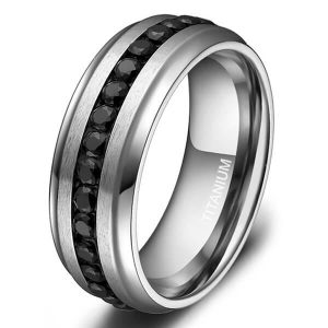 rings - Fancy Black Titanium Steel Men's Wedding Band, Italo jewelry - Online Catalog