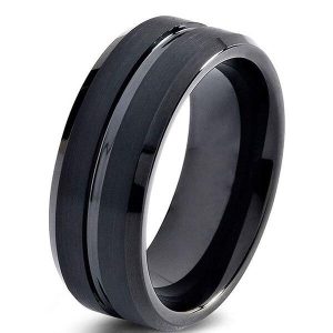 rings - Black Concave-convex Design Tungsten Steel Men's Wedding Band, Italo jewelry - Online Catalog
