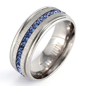 rings - Italo Men's Ring Eternity Band For Men WIth Created Blue Sapphire, Italo jewelry - Online Catalog