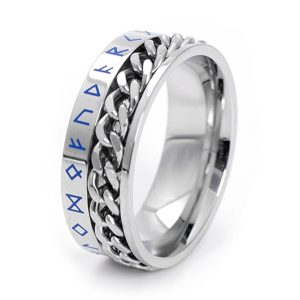 rings - Chain Viking Script Design Titanium Steel Men's Wedding Band, Italo jewelry - Online Catalog