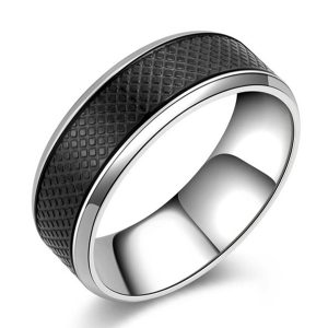 rings - Two Tone Intertwined Stainless Steel Men's Wedding Band, Italo jewelry - Online Catalog