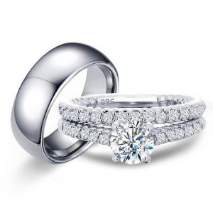trio ring sets - Italo Unique Wedding Ring Sets His And Hers In Sterling Silver, Italo jewelry - Online Catalog