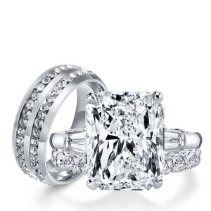 trio ring sets - Italo Radiant Cut Wedding Ring Sets His And Hers Couple Rings, Italo jewelry - Online Catalog