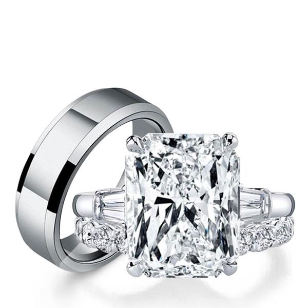 trio ring sets - Italo Wedding Ring Sets His And Hers 3 Stone Engagement Ring Sets, Italo jewelry - Online Catalog