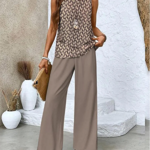 Women's Plain Daily Going Out Two-Piece Set Black-white Casual Summer Top With Pants Matching Set, Two-pieces, Lilicloth.com