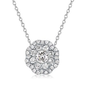 Necklaces - Italo Halo Round Cut Foral Pendant Necklace, Italo jewelry - Online Catalog