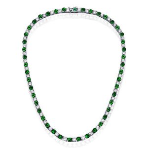 necklaces - Italo Emerald & White Sapphire 4.5 mm Tennis Necklace For Women, Italo jewelry - Online Catalog