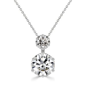 necklaces - Italo Round Cut Two Stone Pendant Necklace In Sterling Silver, Italo jewelry - Online Catalog