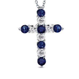 necklaces - Italo Blue & White Sapphire Cross Pendant Cross Necklace, Italo jewelry - Online Catalog